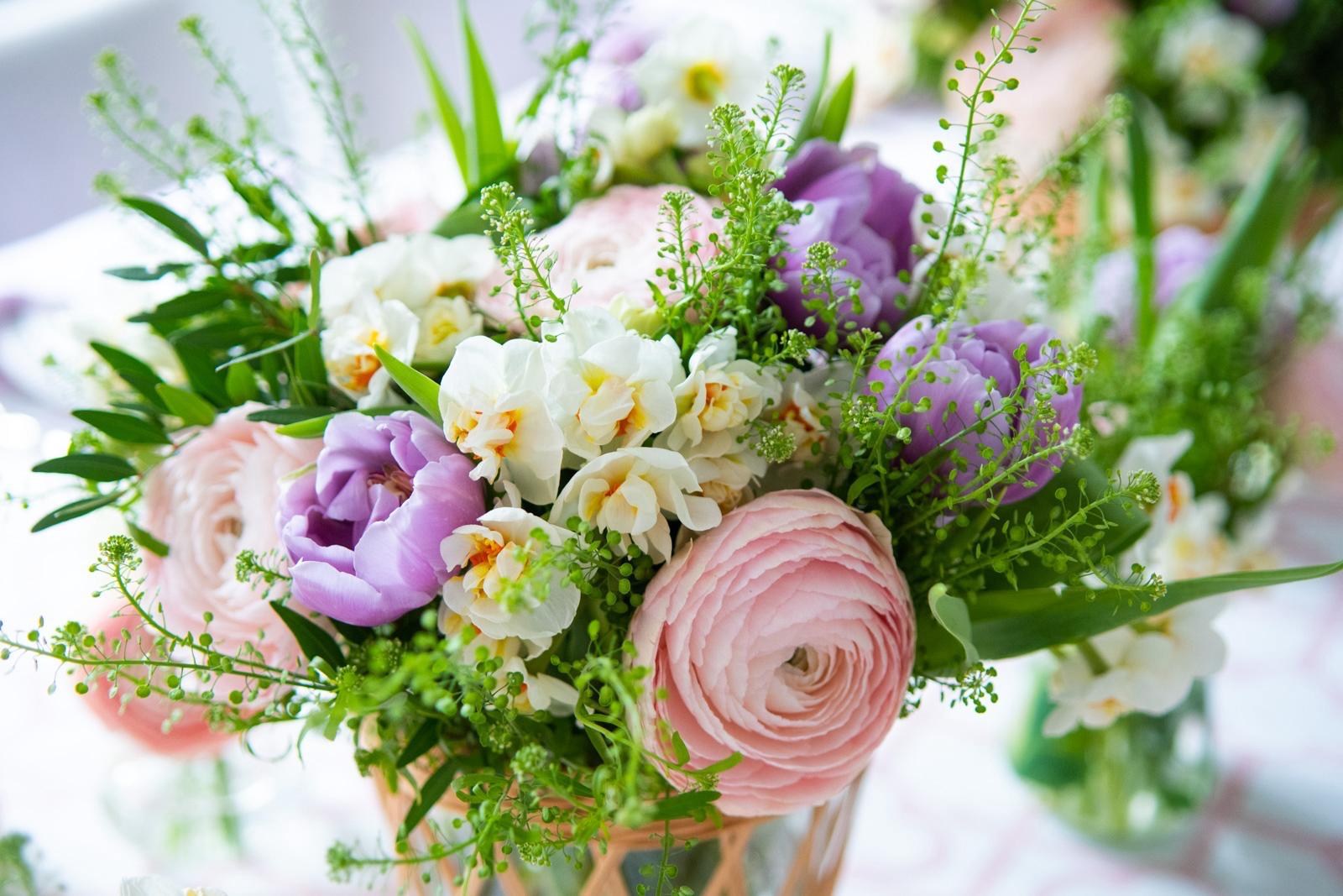 Flower bouquet on a decorated table