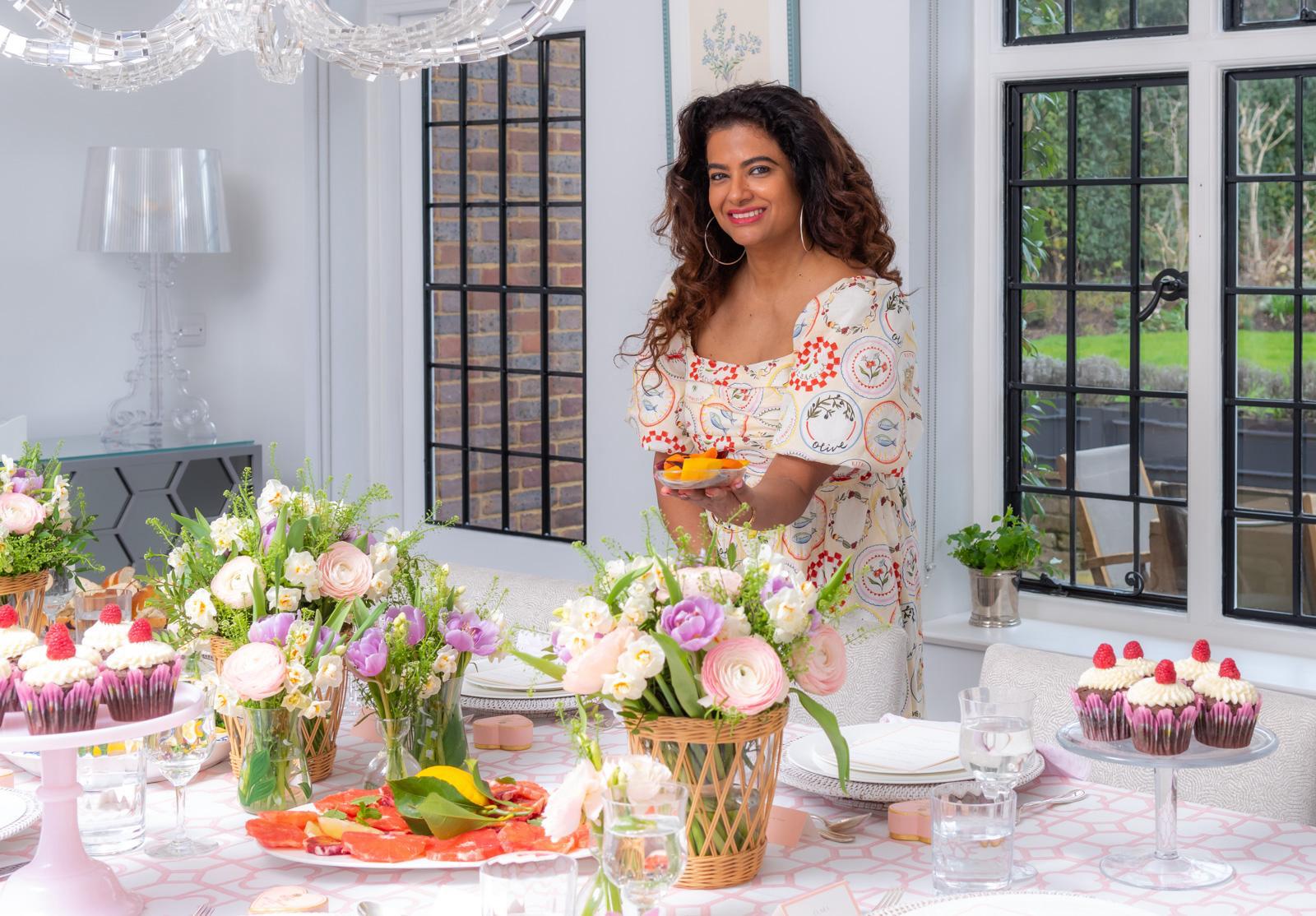 Brunch table with flowers